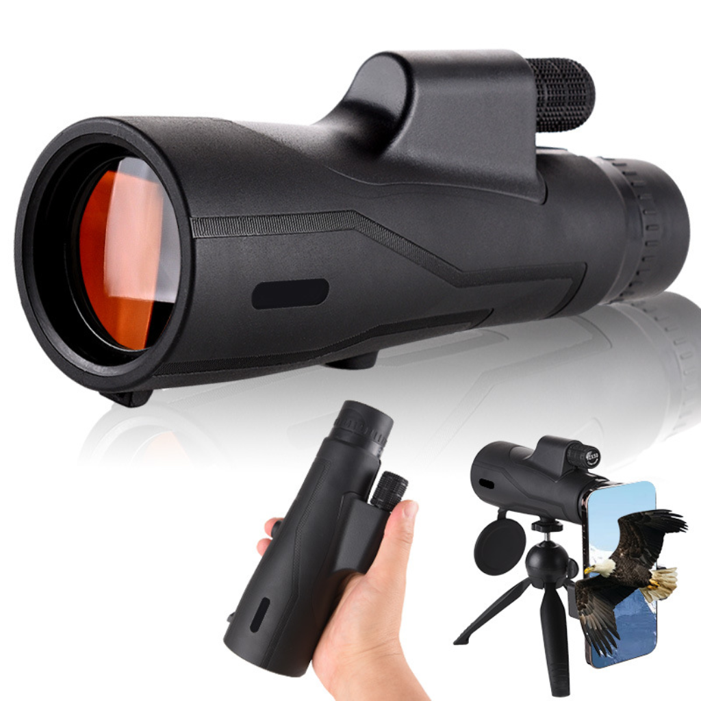 Monocular telescope waterproof night vision 12x zoom black, portable stargazing
