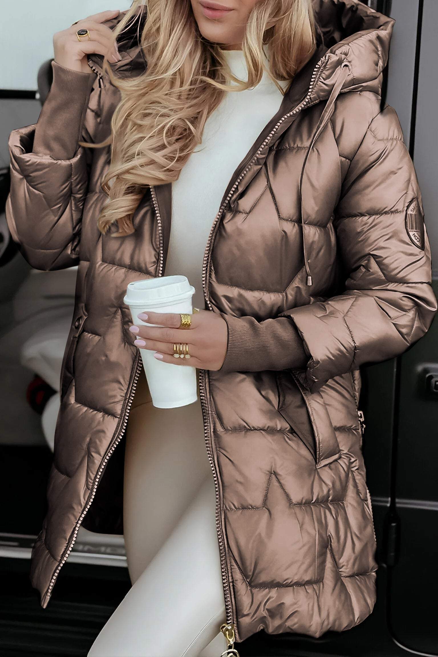 Women's transitional coat in elegant relaxed fit, available in Brown, Grey, Beige and Black