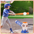 Baseball launcher toy kids pitching machine with bat and balls, ages 3+