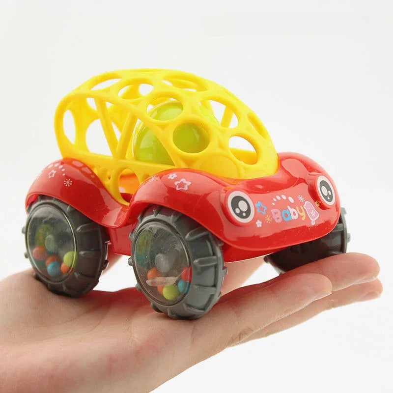 Toy car rolling ball ride-on playset for kids, available in green and red
