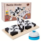 Block puzzle game wooden educational toy for kids ages 3+, white and black