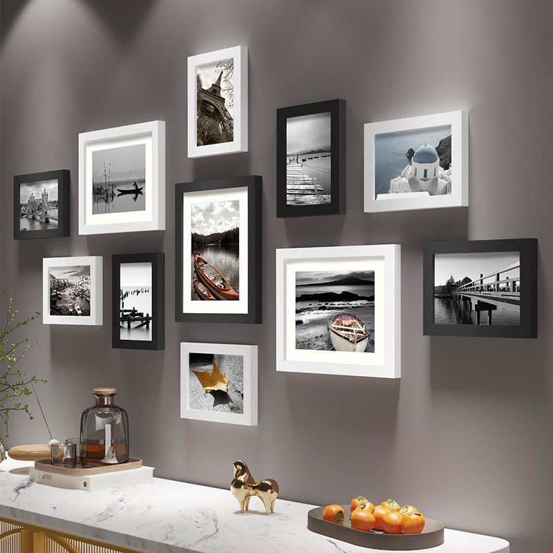 11-piece gallery wall photo frame set, drill-free classic style, multiple sizes