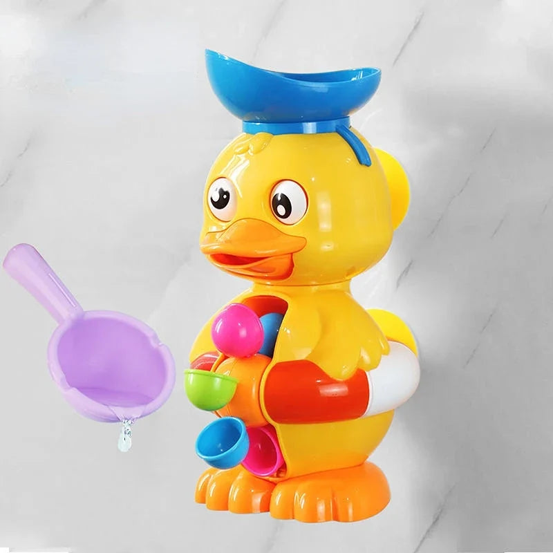 Bath toy water wheel with duck friends in red for toddlers aged 1-4