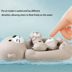 Bath toys otter family 4-piece set, safe plastic kids water play figures
