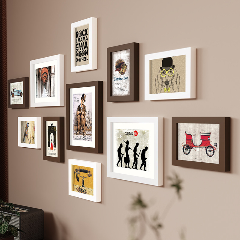 11-piece gallery wall photo frame set, drill-free classic style, multiple sizes