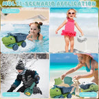 Beach sand toy set with dinosaur truck and sandcastle molds for kids outdoor play