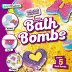 Bath bomb DIY kit for kids, colorful fizzing set with 5 bath bombs and all tools included
