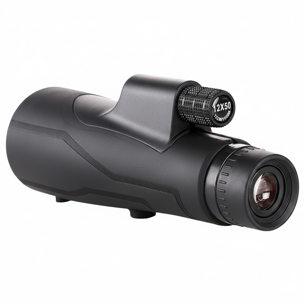 Monocular telescope waterproof night vision 12x zoom black, portable stargazing
