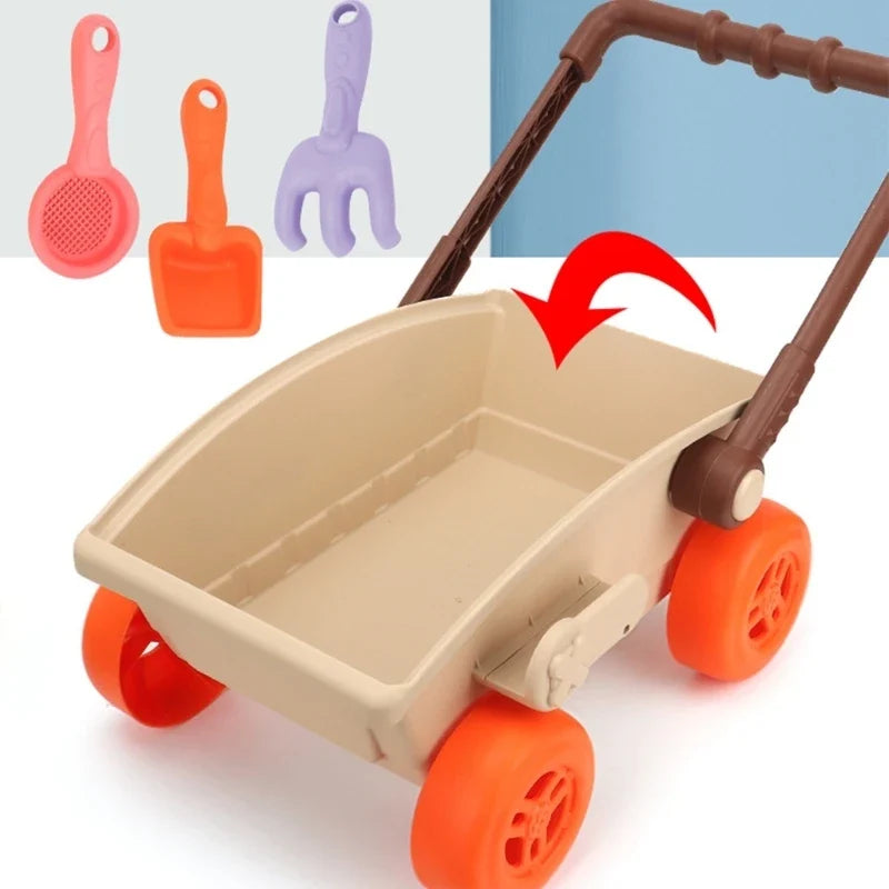 Beach sand play cart set for kids, plastic outdoor toy 35.5x38x18 cm