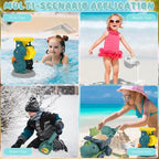 Beach sand toy set with dinosaur truck and sandcastle molds for kids outdoor play