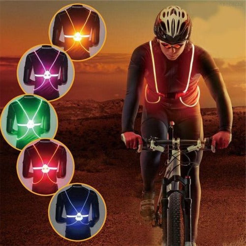 360 degree reflective LED safety vest with fiber optic lights for night running and cycling