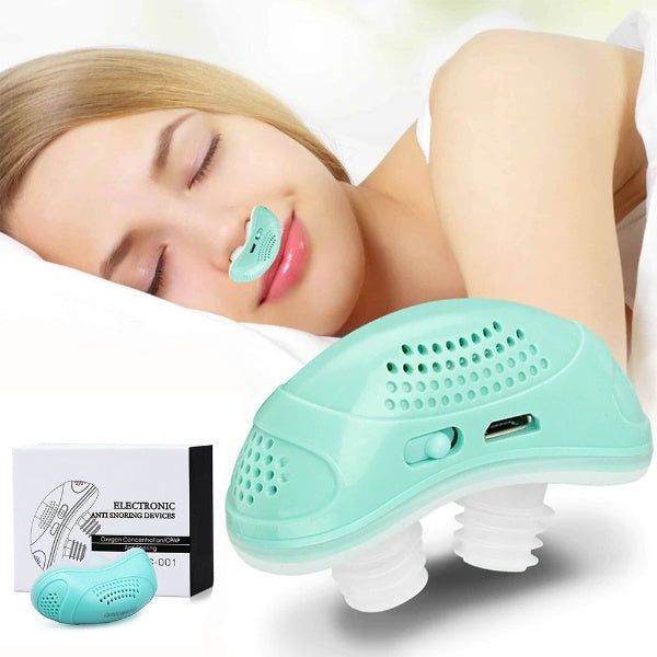 Portable sleep apnea device light green compact silent CPAP aid rechargeable