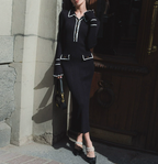 Women ribbed button front knit midi dress fitted silhouette