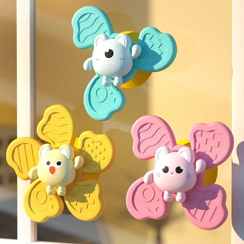 Bath spinner toys with suction cup for baby bath, colorful spinning toy for toddlers