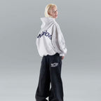 Women's minimalist hoodie drawstring-free cotton blend in navy, grey and black