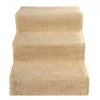 Dog stairs for tall bed 3-step portable beige fleece cover 55lb capacity