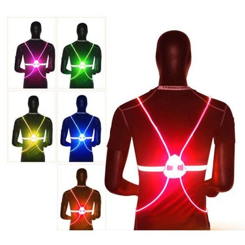 360 degree reflective LED safety vest with fiber optic lights for night running and cycling