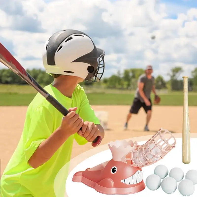 Baseball pitching machine kids outdoor toy bat and ball set ages 4-9