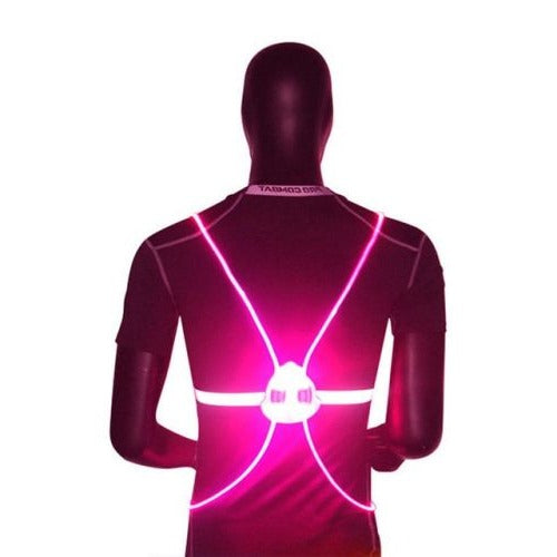 360 degree reflective LED safety vest with fiber optic lights for night running and cycling