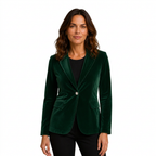 Velvet Blazer Women Long Sleeve Fitted Notched Lapel Tailored