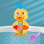 Bath toy water wheel with duck friends in red for toddlers aged 1-4