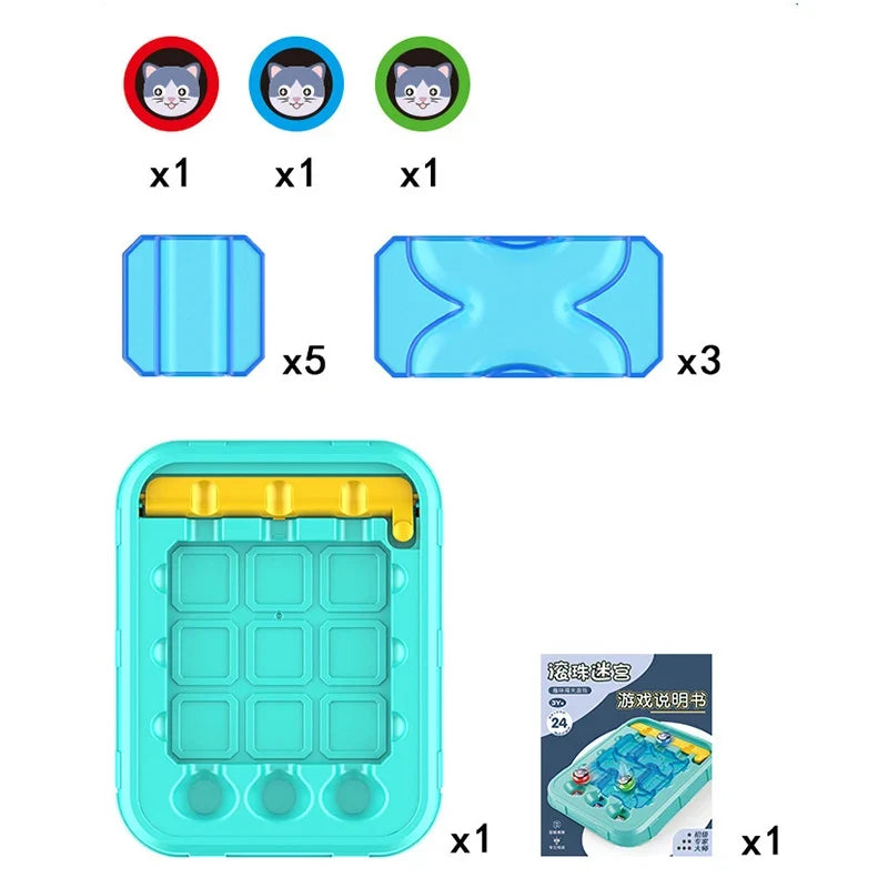 Ball maze puzzle kids logic game, ABS plastic, 17x22cm, problem-solving toy