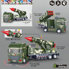Military toy truck with pull-back mechanism, light and sound effects, ages 3+