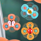 Suction cup spinner toy set for bath and car window, 3-piece insect design