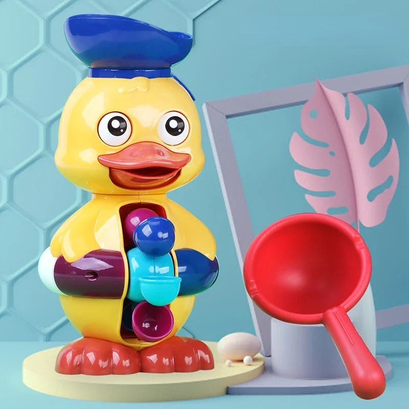 Bath toy water wheel with duck friends in red for toddlers aged 1-4