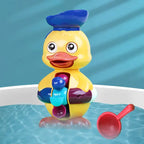 Bath toy water wheel with duck friends in red for toddlers aged 1-4