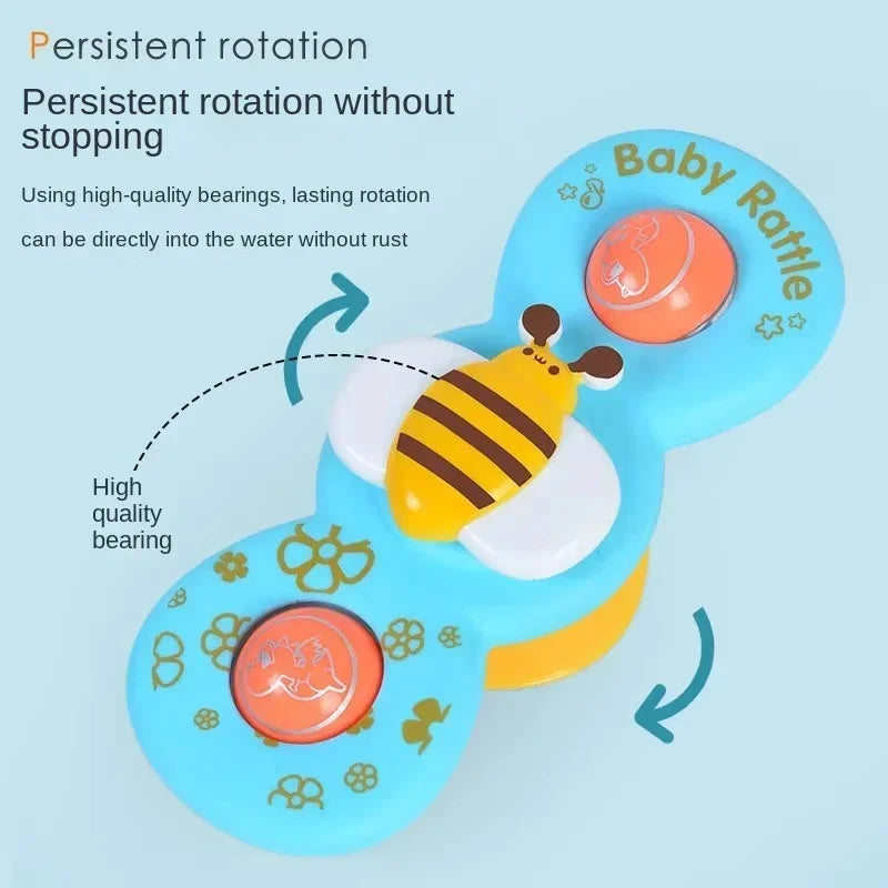 Suction cup spinner toy set for bath and car window, 3-piece insect design