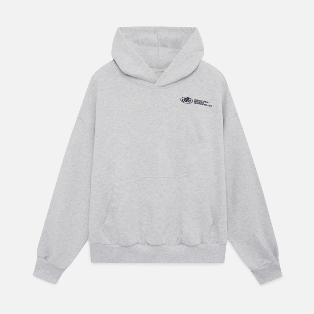 Women's minimalist hoodie drawstring-free cotton blend in navy, grey and black