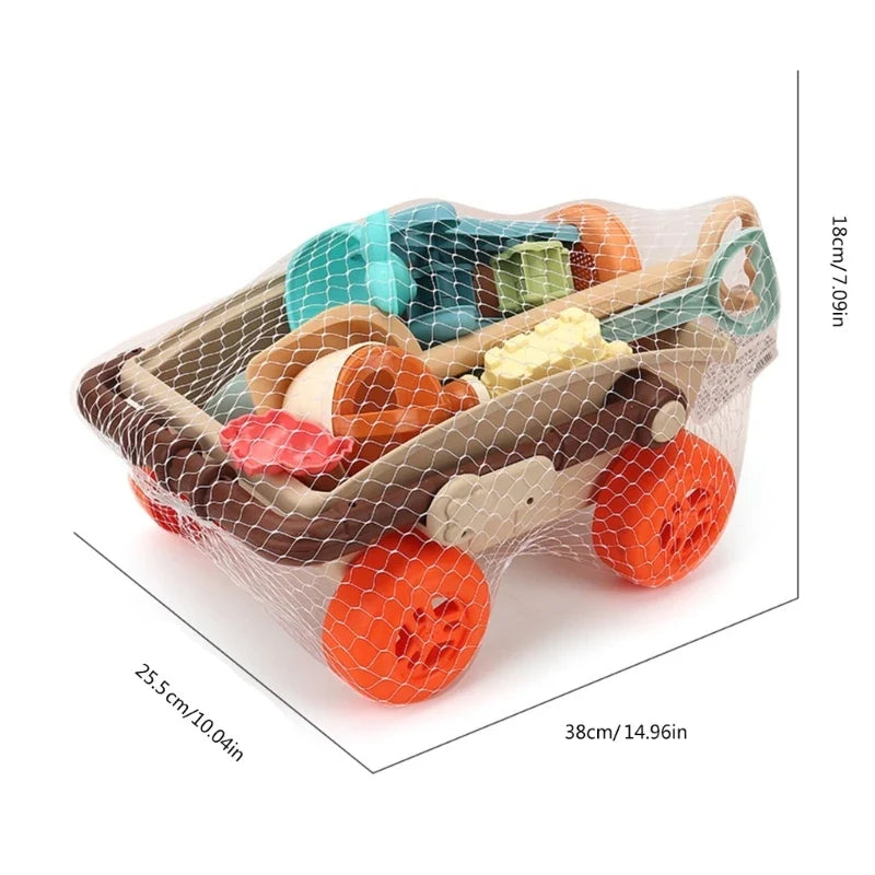Beach sand play cart set for kids, plastic outdoor toy 35.5x38x18 cm
