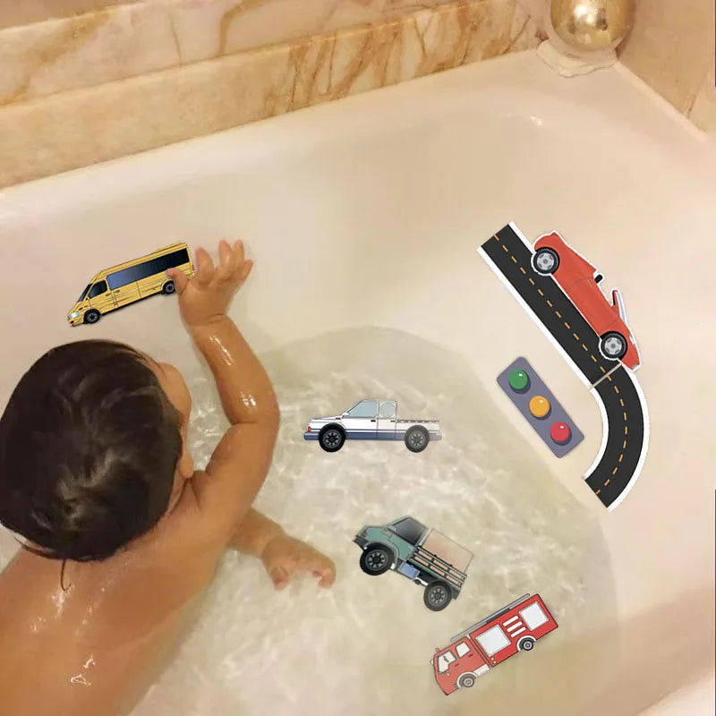 Bath toy cars foam traffic play set for kids bath time fun