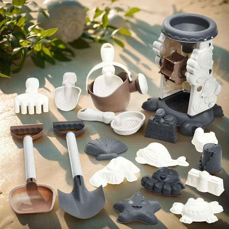 Kids beach sand toy set for castle building and creative outdoor play