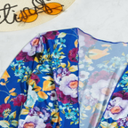 Women's 3-piece blue floral bikini set with wrap skirt, sizes S-XL