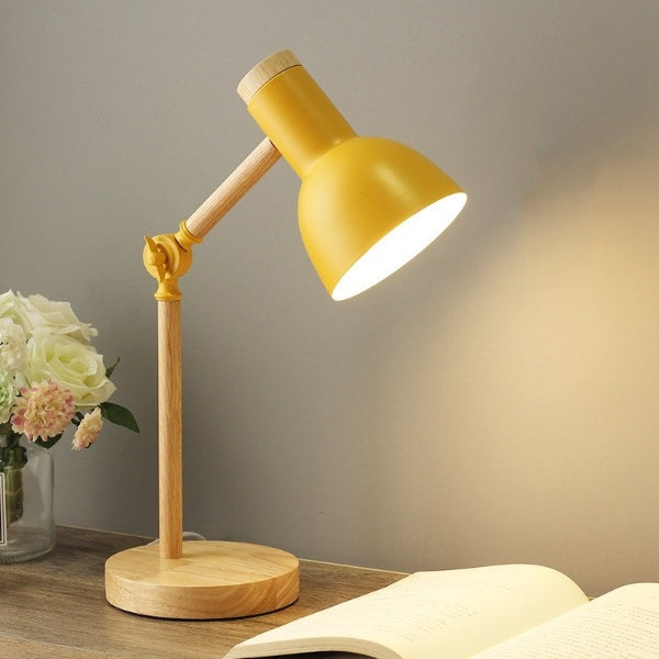 Table lamp indoor adjustable LED desk light minimalist Nordic wood and metal design
