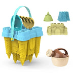 Beach sand castle play set with bucket and molds, outdoor toy for kids ages 3 and up