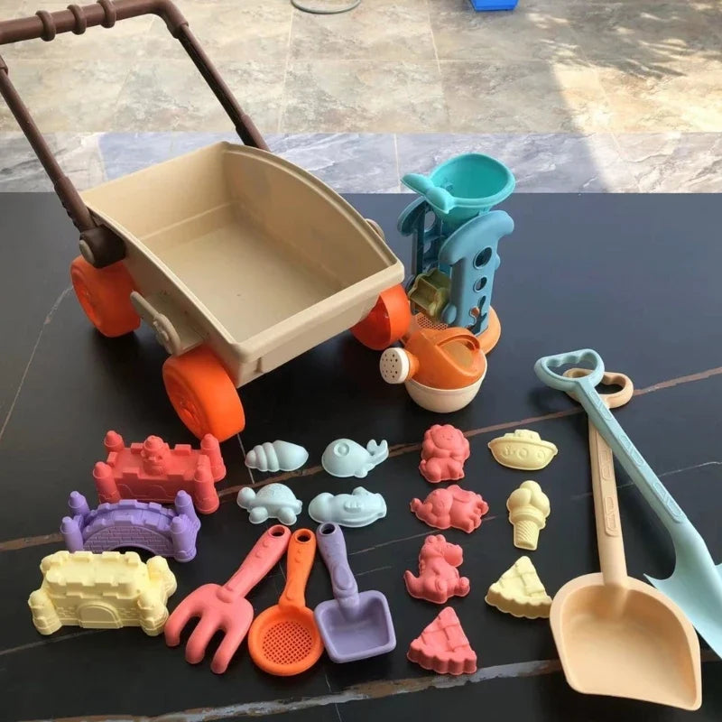 Beach sand play cart set for kids, plastic outdoor toy 35.5x38x18 cm