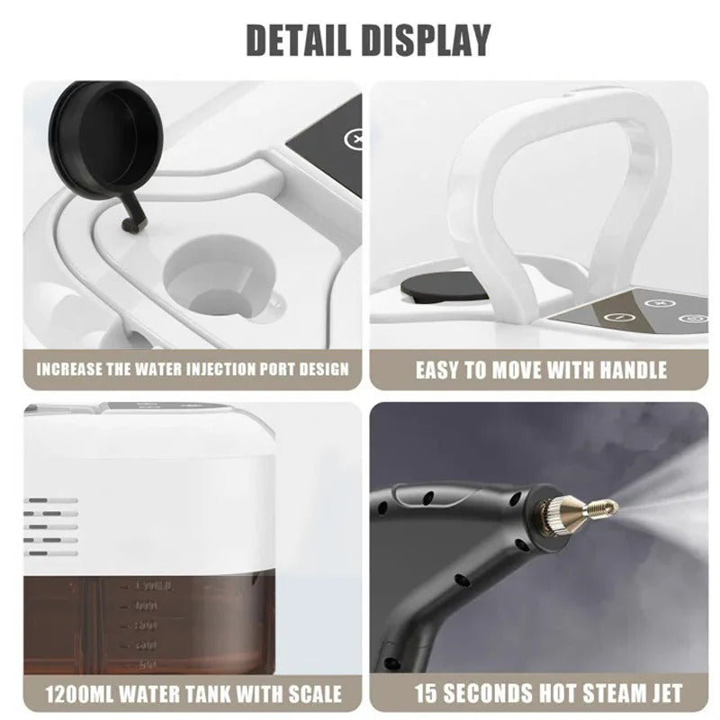 2500W high pressure steam cleaner with 6 speed settings and 5 brush heads