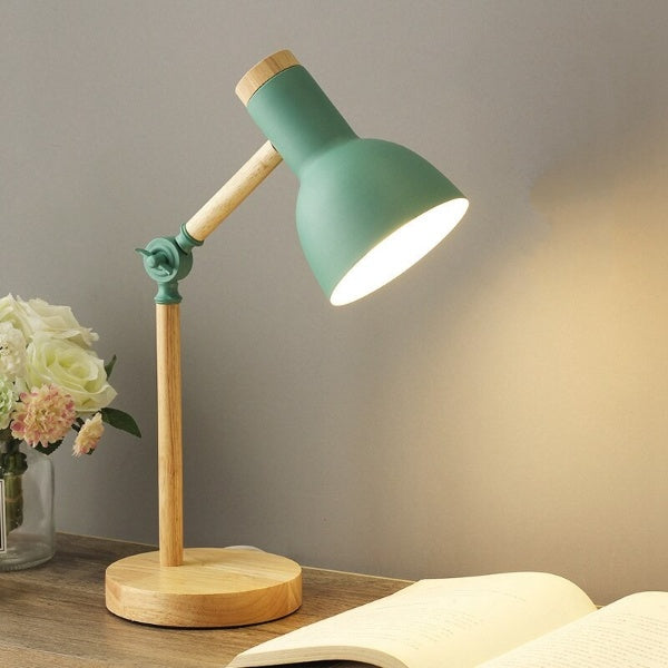 Table lamp indoor adjustable LED desk light minimalist Nordic wood and metal design