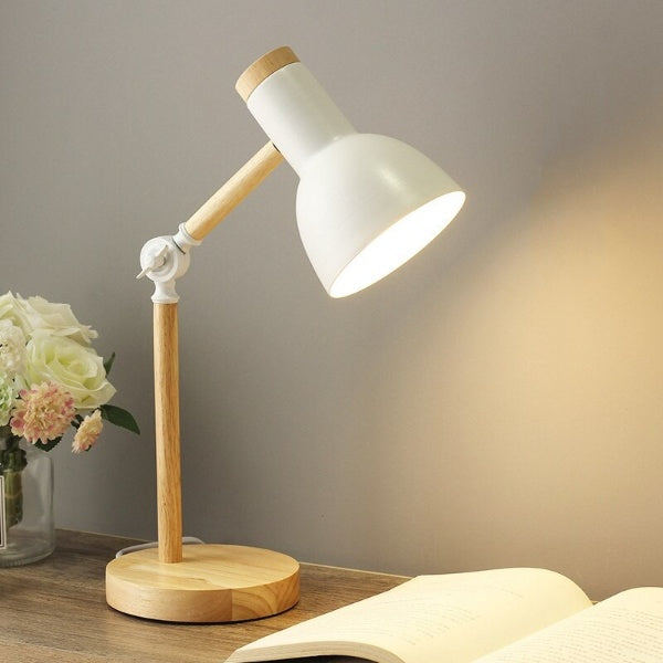 Table lamp indoor adjustable LED desk light minimalist Nordic wood and metal design