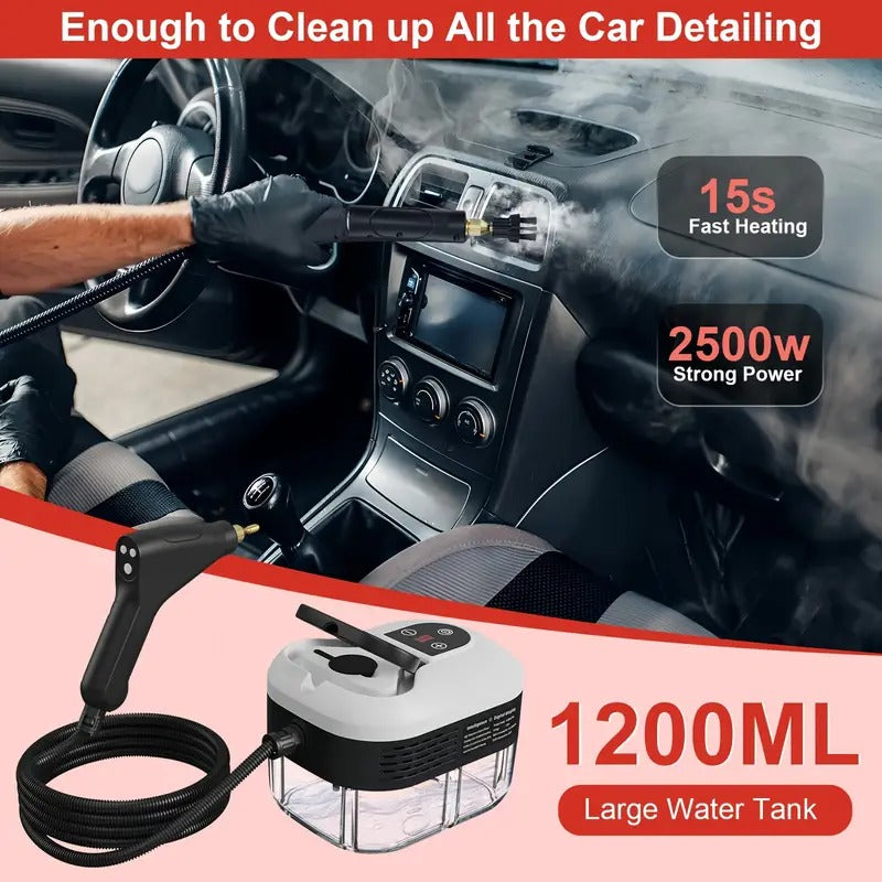 2500W high pressure steam cleaner with 6 speed settings and 5 brush heads