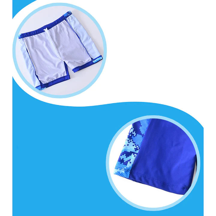 Kids 2 piece quick dry swimsuit unisex in pink and blue