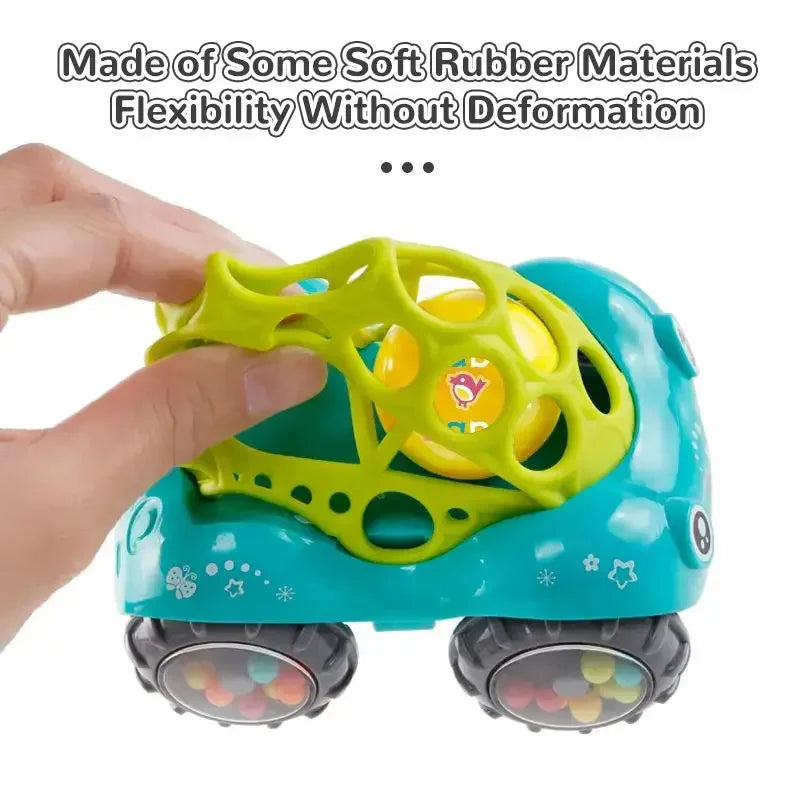 Toy car rolling ball ride-on playset for kids, available in green and red
