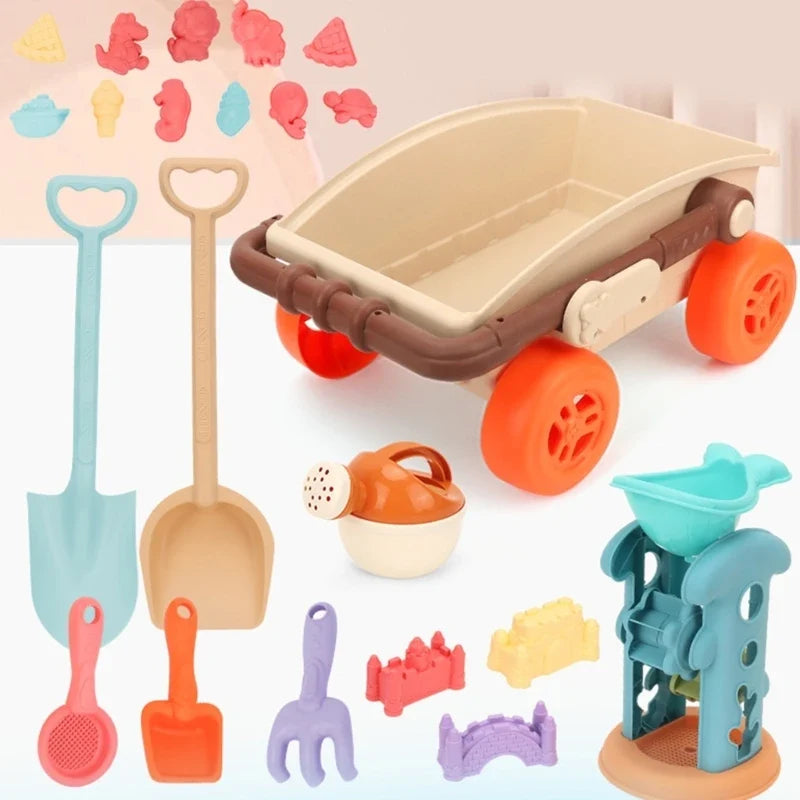 Beach sand play cart set for kids, plastic outdoor toy 35.5x38x18 cm