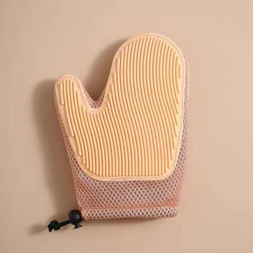 Cat grooming glove 2-in-1 rubber brush and massage, fits most hand sizes