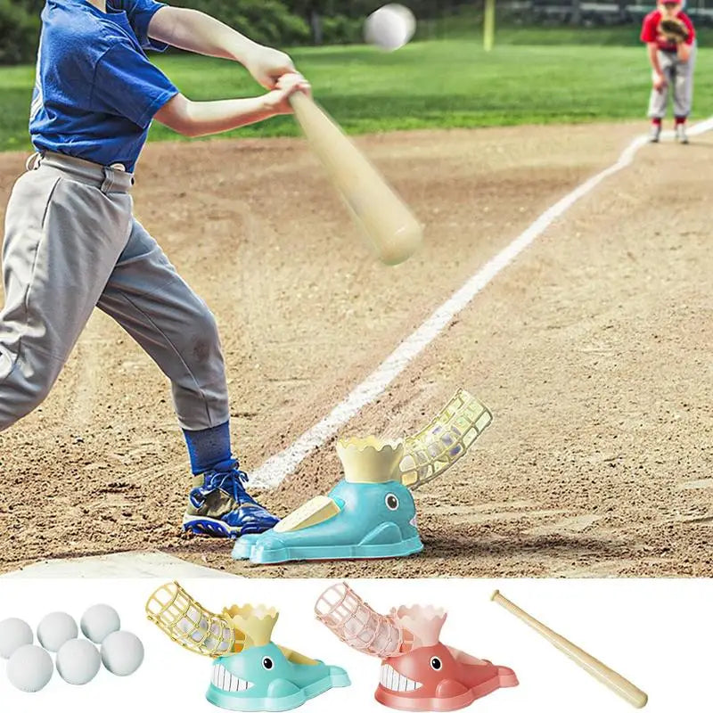Baseball pitching machine kids outdoor toy bat and ball set ages 4-9