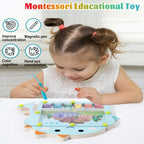 Magnetic bead puzzle wooden maze board with dinosaur theme and challenge cards