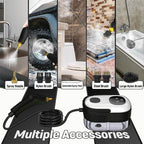 2500W high pressure steam cleaner with 6 speed settings and 5 brush heads